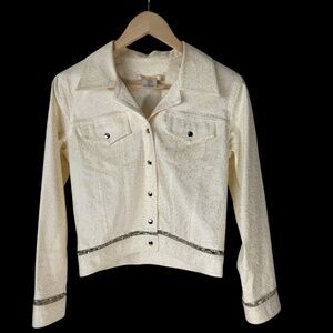 Dina Bar-El Crystal Trim Vintage Cream/Gold Jacket‎ Sz S